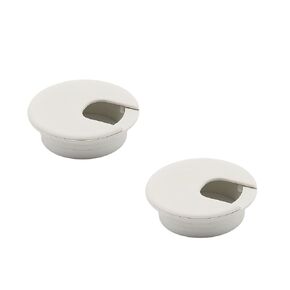 2 قطعة حلقات سلك مكتب 1-1/2 بوصة، غطاء فتحة مكتب من البلاستيك الأبيض سلك كابل جروميت منظم سلك سلك طاولة الكمبيوتر in Kuwait