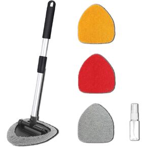 منظف نافذة السيارة ، فرشاة منظف السيارات ، أدوات لوازم تنظيف السيارات ، أدوات تنظيف السيارات مع مقبض قابل للتمديد ، قطعة قماش من الألياف الدقيقة ، زجاجة رذاذ ، تناسب جميع السيارات in Kuwait