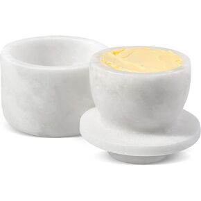 Koville White Marble Butter Keeper Handmade French Butter Holder For Kitchen Counter Decor, Stone Butter Dish Butter Container & Crock for Kitchen, Handmade Butter Crock For Spreadable Butter Ideal in Kuwait