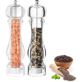 LHS Pepper Mill and Salt Shaker Set of 2 Salt and Pepper Mill Shaker with Adjustable Coarseness-Clear in Kuwait