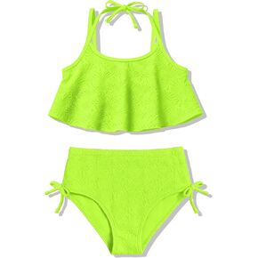 الفتيات ملابس السباحة 2 قطعة انتفض بيكيني مجموعات الرسن الأشرطة قابل للتعديل ثوب السباحة الأزهار الفتيات ملابس السباحة 7-16Y in Kuwait