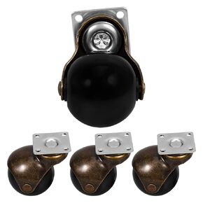 4 قطع من Ciieeo عجلات كروية دوارة صامتة شديدة التحمل مقاس 5 سم مع فرامل، عجلات بديلة للأثاث بقاعدة مسطحة برونزية عتيقة للعربات الطبية وطاولات الشاي ومقاعد العمل in Kuwait