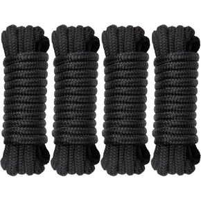 Boat Dock Fender Lines - 1/2" x 10ft Marine Rope with Pre-Spliced 6" Loop Double Braided Nylon Ropes Bumper Tie Mooring Line for Boats Docking Pontoon Boating Accessories - 4 Pack Black in Kuwait