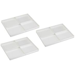 3/Pieces Dental 4/Section Large Drawer Organizer Tray, Dental Supply Cart Section Divided White Tray for Medical/Dental Supply in Kuwait