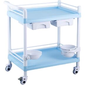 2-Layer Medical Mobile Cart, Beauty Salon Trolley Carts ABS Plastic Rolling Storage Trolleys with Drawers & Dirt Buckets Rolling Utility Cart for Hospital Dental Clinic Home (B 75 * 52 * 84cm) in Saudi Arabia