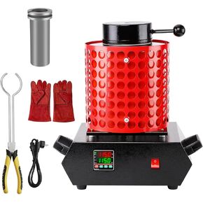 فرن صهر الذهب الكهربائي، آلة صهر الفولاذ الذهبي والفضي، أقصى درجة حرارة 1150 درجة مئوية /2102 درجة فهرنهايت آلة فرن صهر رقمية أوتوماتيكية مع بوتقة الجرافيت، (الحجم: 2 كجم، اللون: أحمر) (3 كجم) in Kuwait