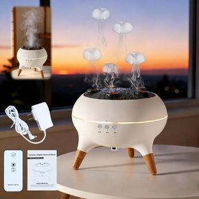 Essential Oil Diffuser Jellyfish 250ML, Humidifier Aroma Diffuser with Remote, Mist Dancing with Music Aromatherapy, Jellyfish Humidifier with 7 Color Lights for Home Bedroom Office Hotel(White) in Kuwait