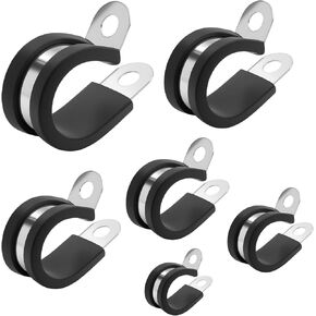 20 Pcs 1/2 Inch 304 Stainless Steel Cable Clamp, R Rubber Cushioned Insulated Pipe Clamp, Conduits Pipe Sturdy Clamps for Pipe Fixing on Various Surfaces in Saudi Arabia
