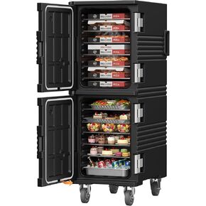 190QT Insulated Food Pan Carrier Commercial Dual-Zone Hot & Cold Food Warmer with 304 Stainless Steel Latch & 270° Door, Heavy Duty Catering Transport Box w/Casters for Restaurant Events Bulk Delivery in Kuwait