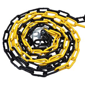Barrier Chain Black/Yellow Chain 10 m - Warning Chain 4 mm with 2 Connecting Buckles - Construction Site Safety Chain Parking Barrier Made of Metal (10 Metres) in Kuwait