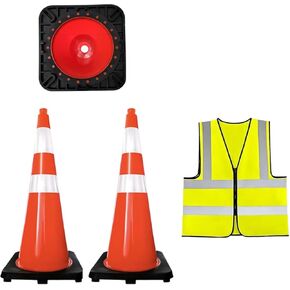 Traffic Safety Cones 18 inch 2 Pack,Orange Cones with Reflective Collar Include Reflective Vest, PVC Construction Cones for Parking Lot, Construction Events, Road Safety in Kuwait