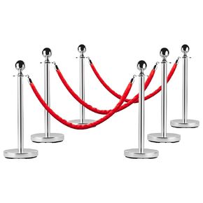 أعمدة دعامة من الفولاذ المقاوم للصدأ، حبال سجادة حمراء بطول 5 أقدام، حواجز للتحكم في الحشود سريعة الإعداد للمناسبات وحفلات الزفاف والفنادق والمعارض - 4 عبوات in Kuwait
