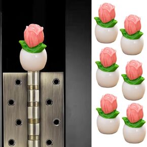 Cute Mini Creative Small Flower Potted Plant, Tulip Hinge Heads Decorative Topper Set 6PCS, Home Decoration,Magnetic Hinge Head Toppers Door Hinge in Kuwait