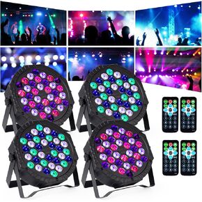 أضواء المسرح DJ Par للحفلات: 36 RGB LED ضوء المسرح مع التحكم عن بعد DMX المنشط بالصوت - أضواء الديسكو لأعلى للحفلات والأحداث وإضاءة مسرح الرقص في النادي in Kuwait