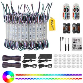 Dyna-Living 200FT RGB LED Storefront Lights for Business 400PCS 3-led 5050 SMD LED Module Light with Music Sync Mode APP Bluetooth & IR Controller IP68 Waterproof Storefront Lights in Saudi Arabia