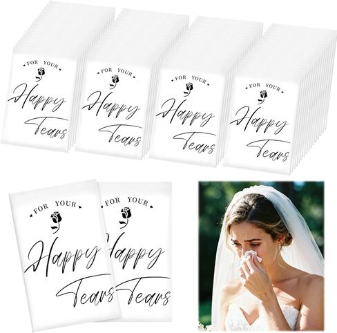 Ocmoiy 30 Pack Happy Tears Tissues for Wedding, 3 Ply Wedding Tissue Packs For Guests, Bulk Individual Facial Pocket Tissues for Wedding Party Favors Travel Graduation Celebration in Kuwait