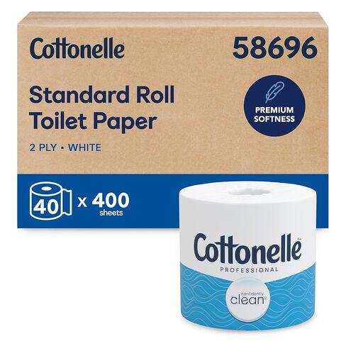 Cottonelle® Professional CleanCare Standard Roll Toilet Paper (58696), 2-Ply, White, Individually Wrapped (400 Sheets/Roll, 40 Rolls/Case, 16,000 Sheets/Case) in Saudi Arabia