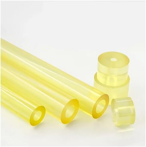 Vibration damping bar, Hollow Polyurethane Bar - Translucent Yellow Elastic Rubber, Smooth Damping Rod, 1PC Shock-Absorbing PU Tube in Kuwait