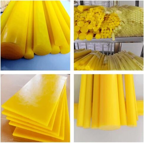 Vibration damping bar, 90A Hardness Yellow PU Round Rod - Solid Polyurethane Elastic Rubber Bar, 1PC in Kuwait