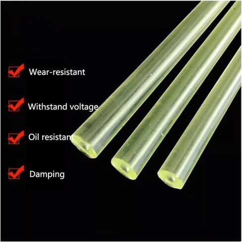 Vibration damping bar, Hollow Polyurethane Rod - 16-100mm Diameter, Yellow Translucent Elastic Rubber Tubing, 1PC in Kuwait