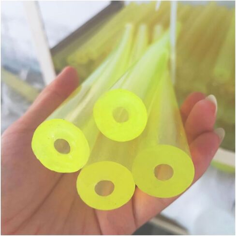 Vibration damping bar, Hollow Polyurethane Rod - 16-100mm Diameter, Yellow Translucent Elastic Rubber Tubing, 1PC in Kuwait