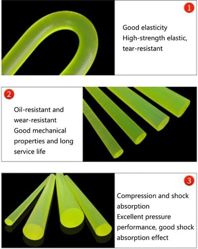 Vibration damping bar, Solid PU Round Rod - Polyurethane Elastic Rubber Beef Tendon Bar | Shock-Absorbing, 1PC in Kuwait