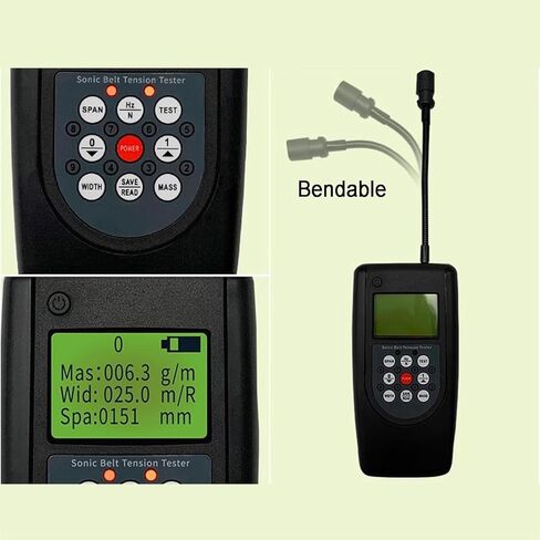 مقياس شد الحزام الصوتي، مقياس التوتر الصوتي مع شاشة LCD بإضاءة خلفية، مسبار اتجاه قابل للتعديل، نطاق التردد 10 هرتز - 680 هرتز لأحزمة V متعددة الأضلاع in Kuwait