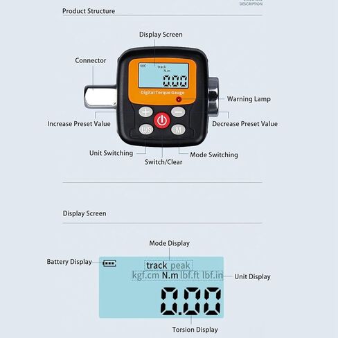مقياس التواء رقمي 1/2 معدات قياس صناعية 10.2 340 نيوتن متر اختبار مع وظيفة إنذار الإضاءة الخلفية صندوق تخزين تحويل أربع وحدات in Kuwait