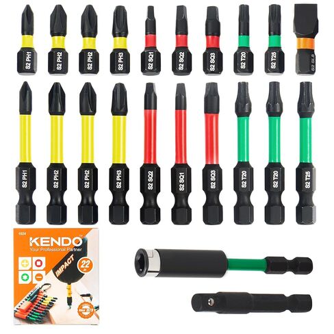 Kendo 22 Piece Impact Hex Head Wrench Bit Set with Magnetic CNC Machined Tip, 1/4 Hex Shank S2 Steel Hex Bits, 2" Long, 20+1 Pack (Metric and SAE) in Kuwait
