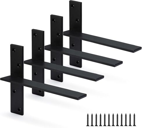 دعامة أرفف عائمة بسمك 3/8 بوصة، دعامات أرفف شديدة التحمل مكونة من 3 قطع، دعامة دعم كونترتوب معلقة مجانًا بطول 12 بوصة × 2.5 واط، دعامات حائط عائمة للخزائن والجرانيت وغسالة الأطباق ومقاعد البدلاء in Kuwait