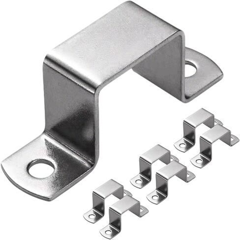 304 Stainless Steel Square Tube Clamps, 3/4" x 3/4" (20x20mm) U-Shaped Brackets - 1.6MM Thickened, Dual-Hole Design, Silver Heavy Duty Metal Pipe Strap for Fence, Deck, Railing (Pack of 6) in Saudi Arabia