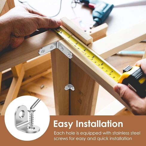 72Pcs Corner Bracket Set, 48Pcs L Brackets (Small + Medium) 24Pcs Triangular Support Brackets with Screws Multi Use Predrilled Hole Metal Bracket Corner Brace for Drawers Cabinets Tables and Chairs in Kuwait