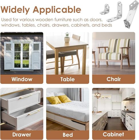 72Pcs Corner Bracket Set, 48Pcs L Brackets (Small + Medium) 24Pcs Triangular Support Brackets with Screws Multi Use Predrilled Hole Metal Bracket Corner Brace for Drawers Cabinets Tables and Chairs in Kuwait