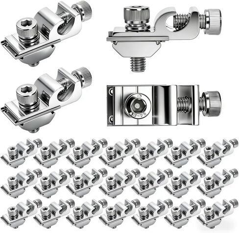 25 Pcs Grounding Tab, Solar Panel Grounding Lugs, Aluminium Alloy Grounding Clip, Ground Lug Compatible with Various Rail Types for Photovoltaic Roof Bracket and Ground Bracket Aluminum Rail in Kuwait