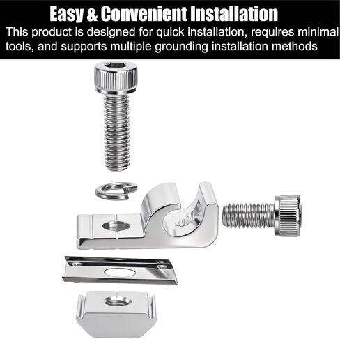 25 Pcs Grounding Tab, Solar Panel Grounding Lugs, Aluminium Alloy Grounding Clip, Ground Lug Compatible with Various Rail Types for Photovoltaic Roof Bracket and Ground Bracket Aluminum Rail in Kuwait