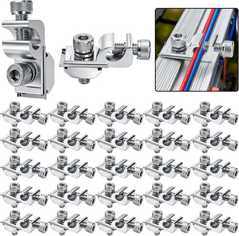 25 Pcs Grounding Tab, Solar Panel Grounding Lugs, Aluminium Alloy Grounding Clip, Ground Lug Compatible with Various Rail Types for Photovoltaic Roof Bracket and Ground Bracket Aluminum Rail in Kuwait