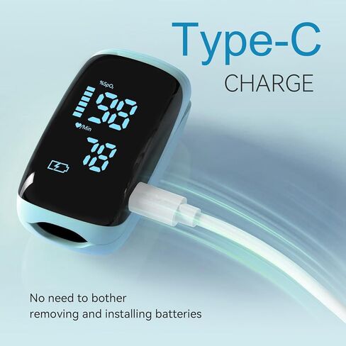 Fingertip Pulse Oximeter, Portable Rechargeable Oximeter Instant SpO2 & Accurate Heart Rate Reading for Adults, Includes Protective Silicone Cover (Blue) in Kuwait
