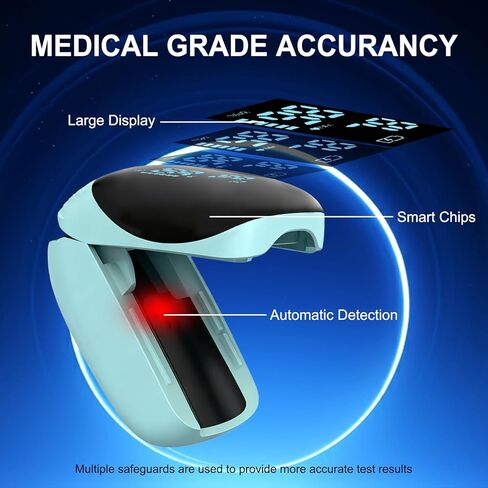 Fingertip Pulse Oximeter, Portable Rechargeable Oximeter Instant SpO2 & Accurate Heart Rate Reading for Adults, Includes Protective Silicone Cover (Blue) in Kuwait