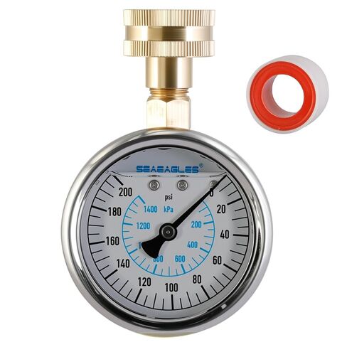 2-1/2" Glycerin Filled Stainless Steel Water Pressure Test Gauge, 3/4" Female Hose Thread, 0-200 psi/kpa (Glycerin Filled 200) in Saudi Arabia