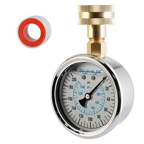 2-1/2" Glycerin Filled Stainless Steel Water Pressure Test Gauge, 3/4" Female Hose Thread, 0-200 psi/kpa (Glycerin Filled 200) in Saudi Arabia