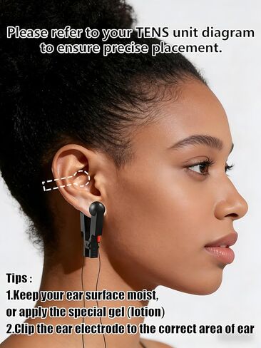 Black Ear Clip Electrodes Suitable for TENS 7000 and Similar Devices -1 Pair and 2 Wires Digital Unit Accessories in Saudi Arabia