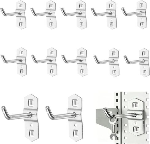 12 PCs Square Pegboard Hooks,Heavy Duty Display Hooks for Supermarket Shelf Rack Hanging L Style Screw Hook Pegboard Wall Organizer Tool Accessory in Kuwait
