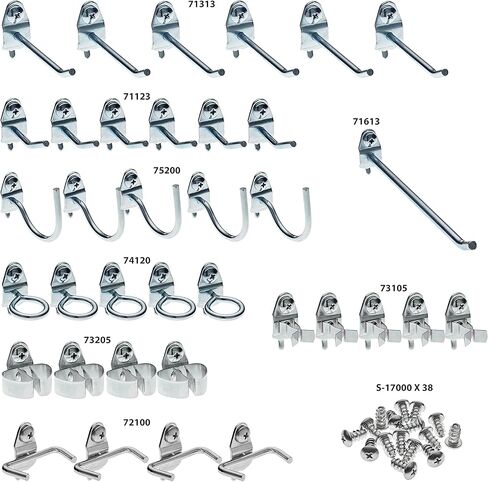 منتجات Triton (76936) تشكيلة DuraHook 36 قطعة من الخطاف الفولاذي المطلي بالزنك لـ DuraBoard أو 1/8 بوصة. و 1/4 بوصة. بيجبورد، فضي in Kuwait