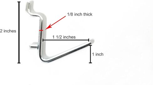 50-Pack Angle 1/8" Thick, 1 1/2 Inch All Metal Peg Hooks for Garage Hanger and 1/8" to 1/4" Pegboard in Saudi Arabia