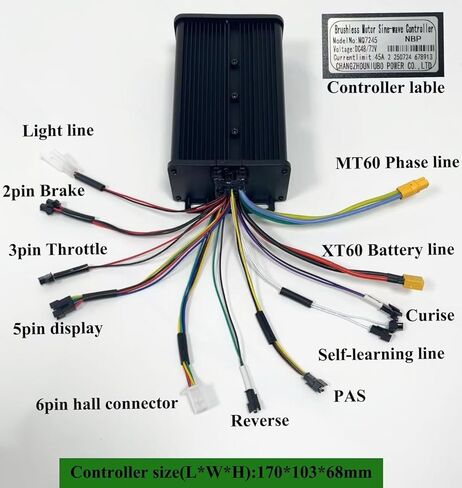 48/72V 45A Dual Mode sine Wave Controller with Color UKC1 Display and Controller Bag,for 1500W-2000W Ebike Motor kit in Saudi Arabia