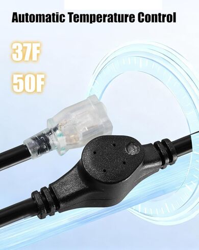 120 فولت 15 أمبير 14 AWG وحدة تحكم في كابل الحرارة مقاومة لتسرب الماء في الهواء الطلق ترموستات تشغيل/إيقاف تلقائي عند 37 درجة فهرنهايت و50 درجة فهرنهايت يناسب المنافذ الخارجية بطول 16 بوصة in Kuwait
