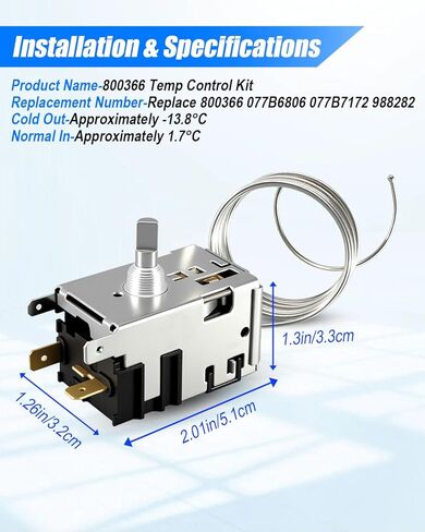 800366 Temp Control Kit Fit for True Refrigeration, Replace 077B6806 077B7172 988282, 76 inches Coil Sensing Thermostat in Saudi Arabia