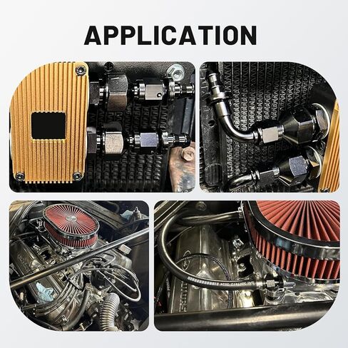 6AN Female to 3/8" Straight Push Lock Hose Fitting End for Rubber Fuel Line, Black Hard Two Stage Barb Aluminum Anodized Connector, Automotive Accessories for Vehicle Fuel Oil Line Modification, 2Pcs in Kuwait