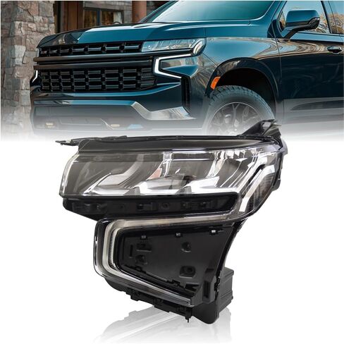 مجموعة المصابيح الأمامية LED لجانب السائق من STARCLUSTER لعام 2021-2024 Chevy Tahoe GM2502511 85547100 مصباح أمامي DRL إشارة انعطاف منخفضة عالية الشعاع عدسة واضحة IP65 مقاومة للماء OEM تناسب التوصيل والتشغيل، يسار in Kuwait