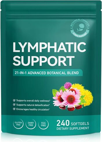 Lymphatic Drainage Supplement, 21-in-1 Advanced Botanical Complex, with Burdock Root, Dandelion, Supports Promotes Healthy Circulation & Circulation, 240 Softgels in Kuwait